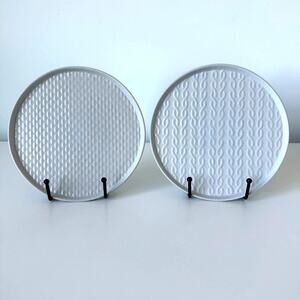 IKEA 7" Light Grey Flat Plates with Patterns Set of 2